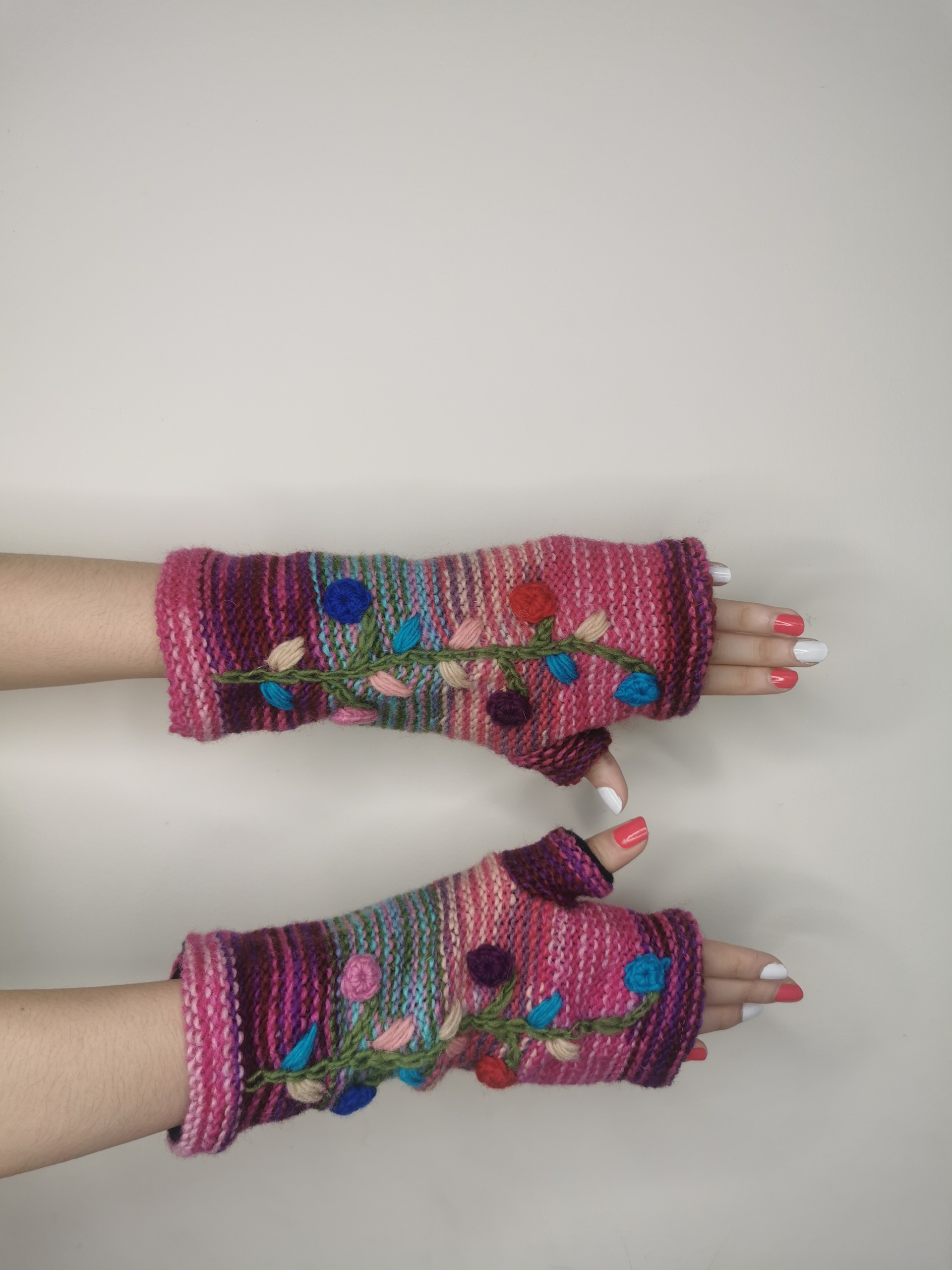 Hand Knitted Wool Fingerless Gloves - Image 7