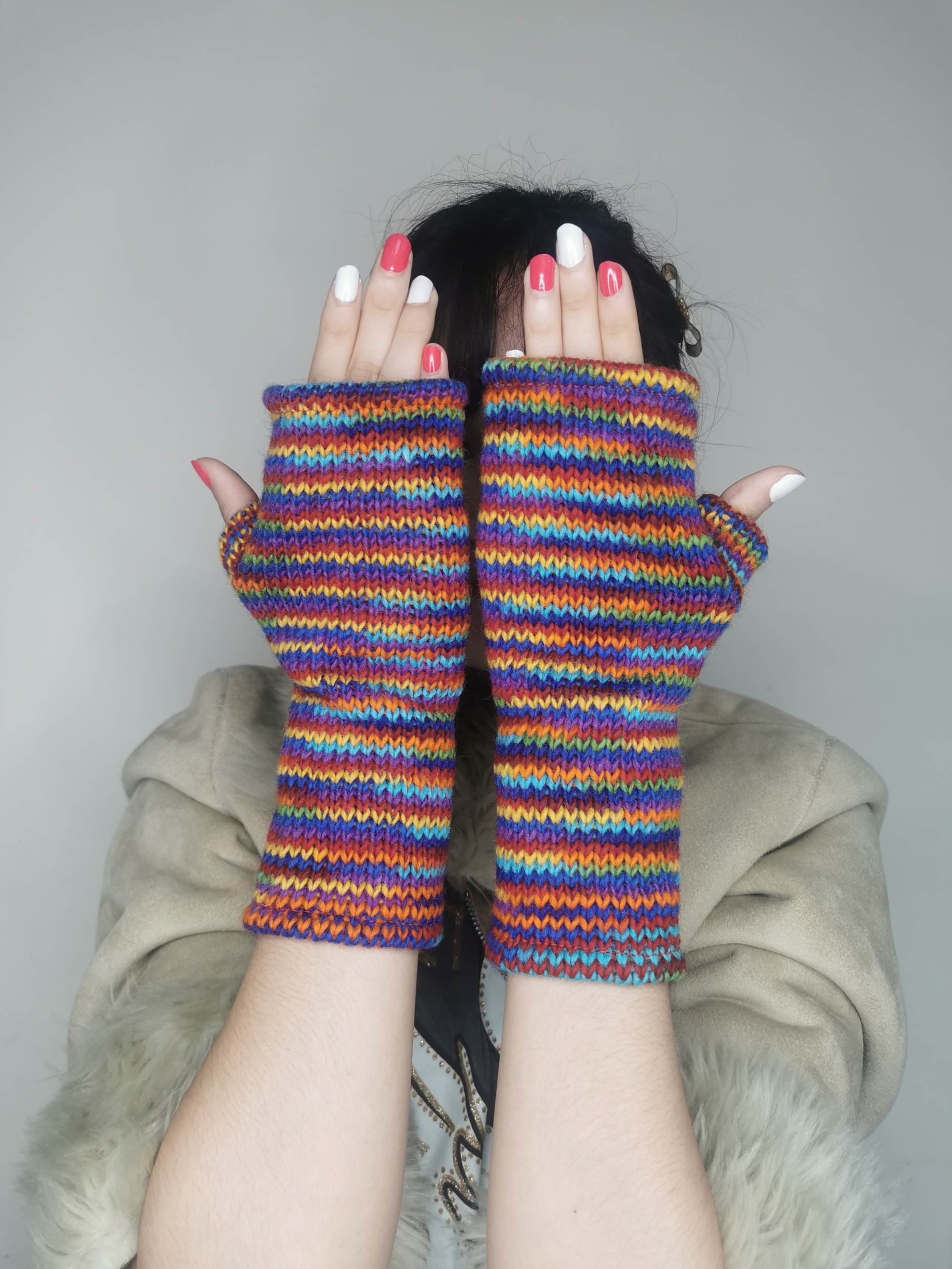 Hand Knitted Wool Fingerless Gloves - Image 11