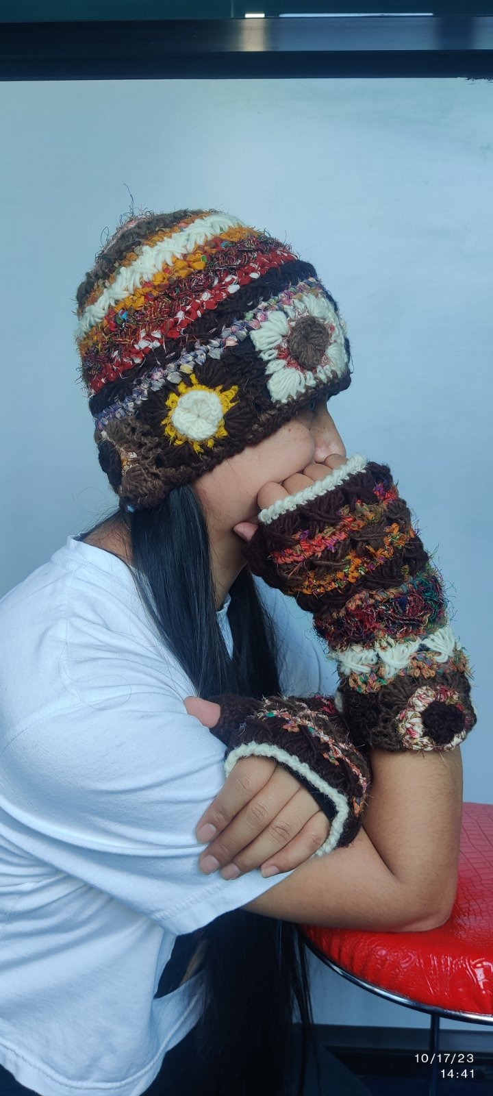 Hand-Knitted Wool Hat and Mitten Set