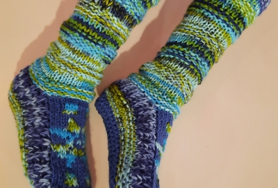 Front long blue socks