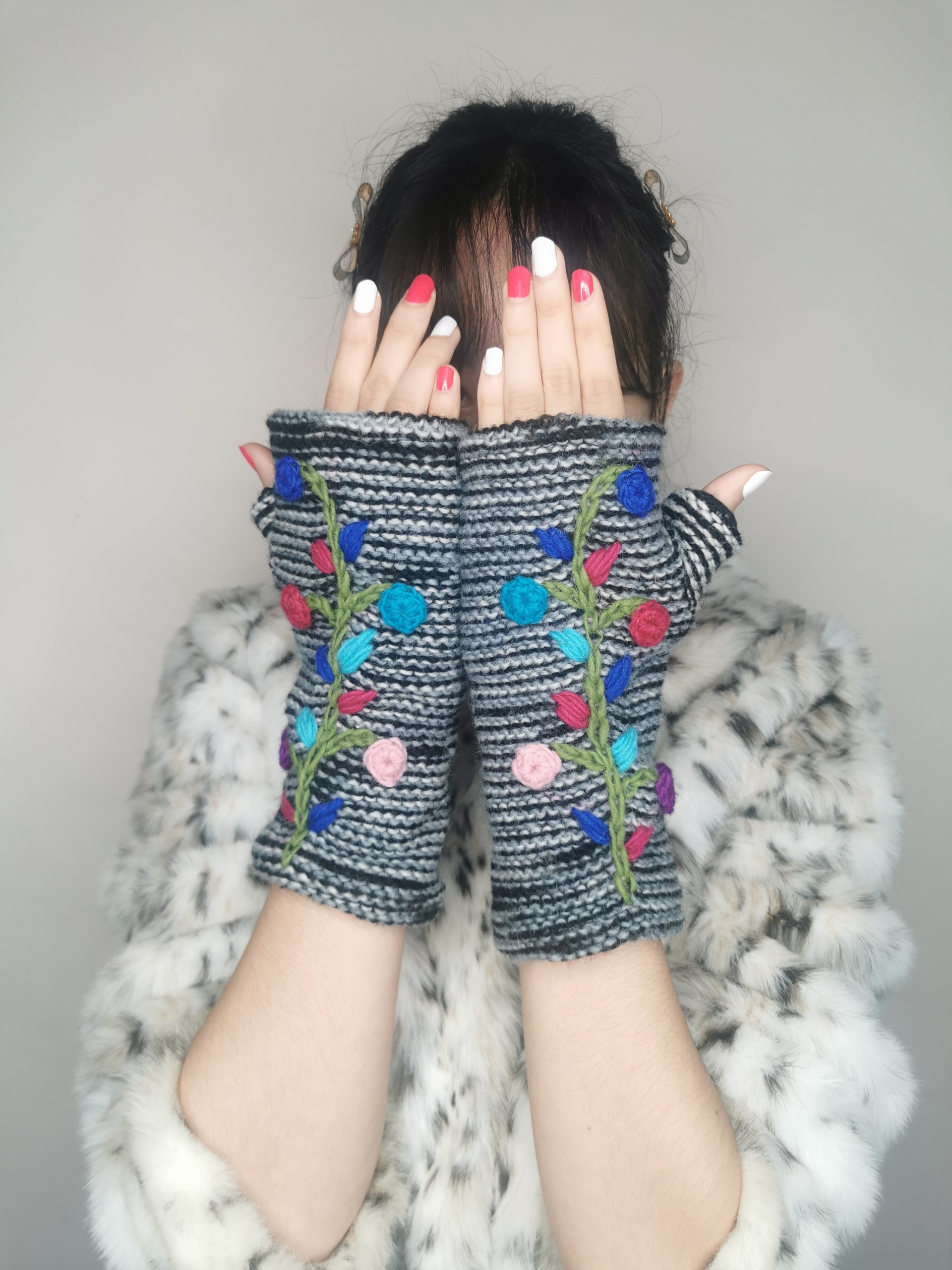 Hand Knitted Wool Fingerless Gloves - Image 5