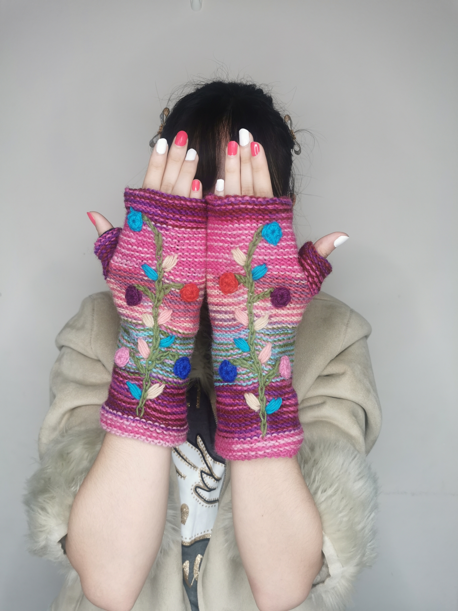 Hand Knitted Wool Fingerless Gloves