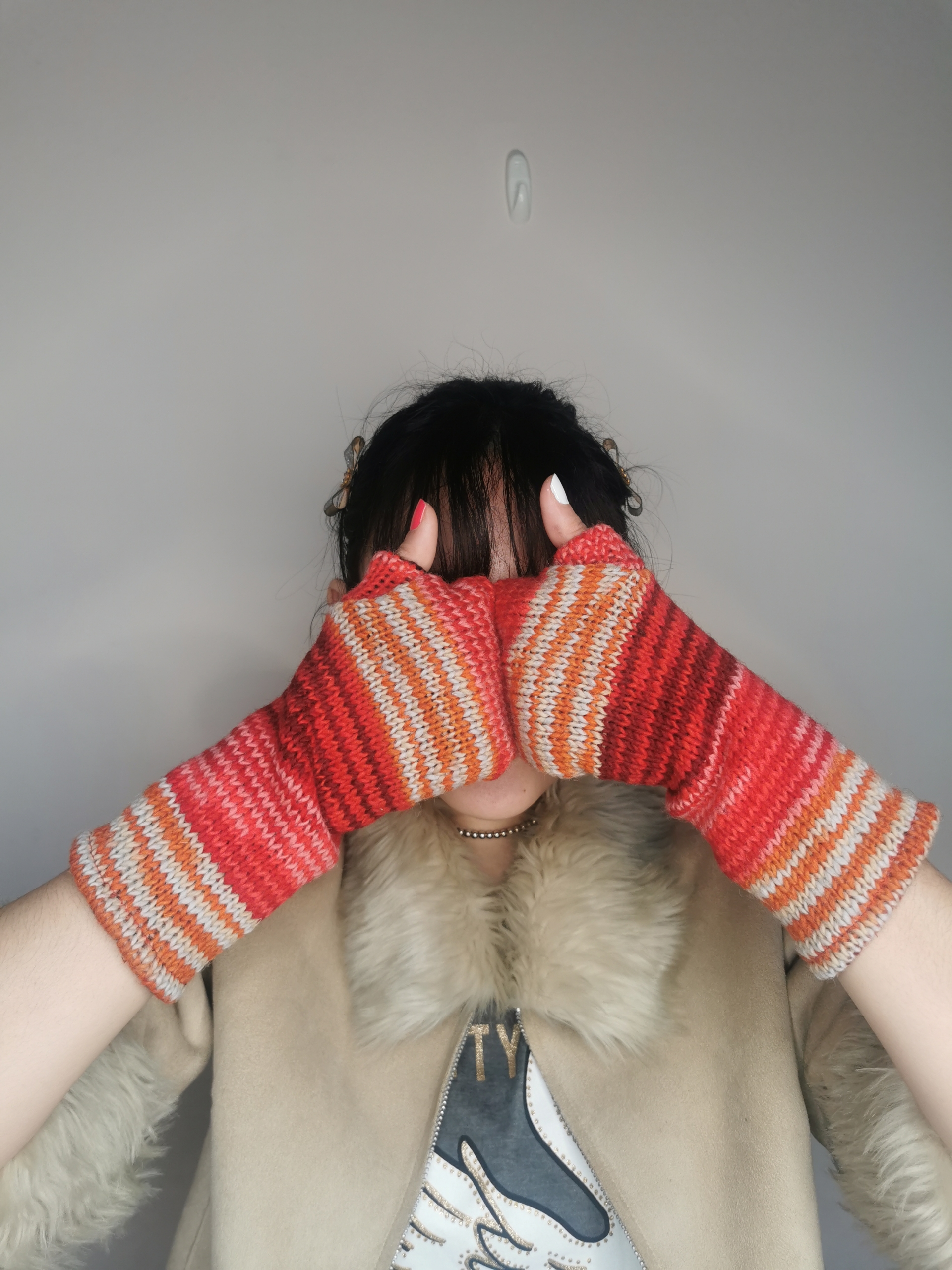 Hand Knitted Wool Fingerless Gloves - Image 10